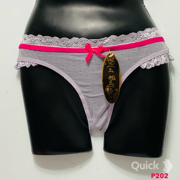 NWT 6 pc Polka Dots Mesh Lace Trim Panties - Picture 5 of 9